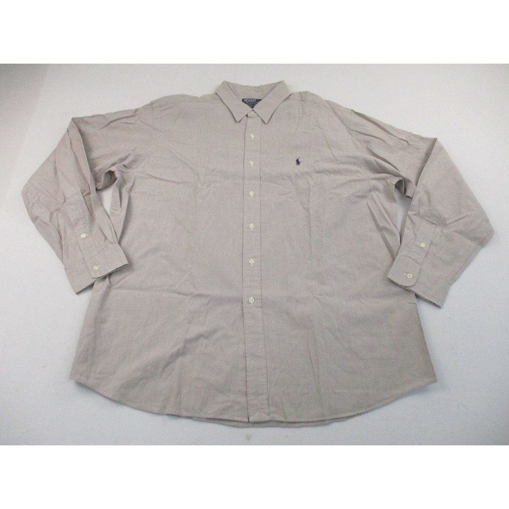 Polo Ralph Lauren Shirt Mens XL Tan Lowell Sport Two-Ply Cotton Button Down Long